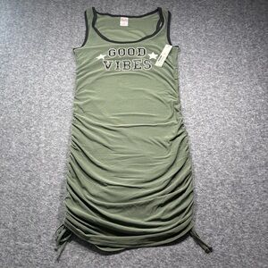 No Boundaries Olive Green Tank Dress with Black Trim